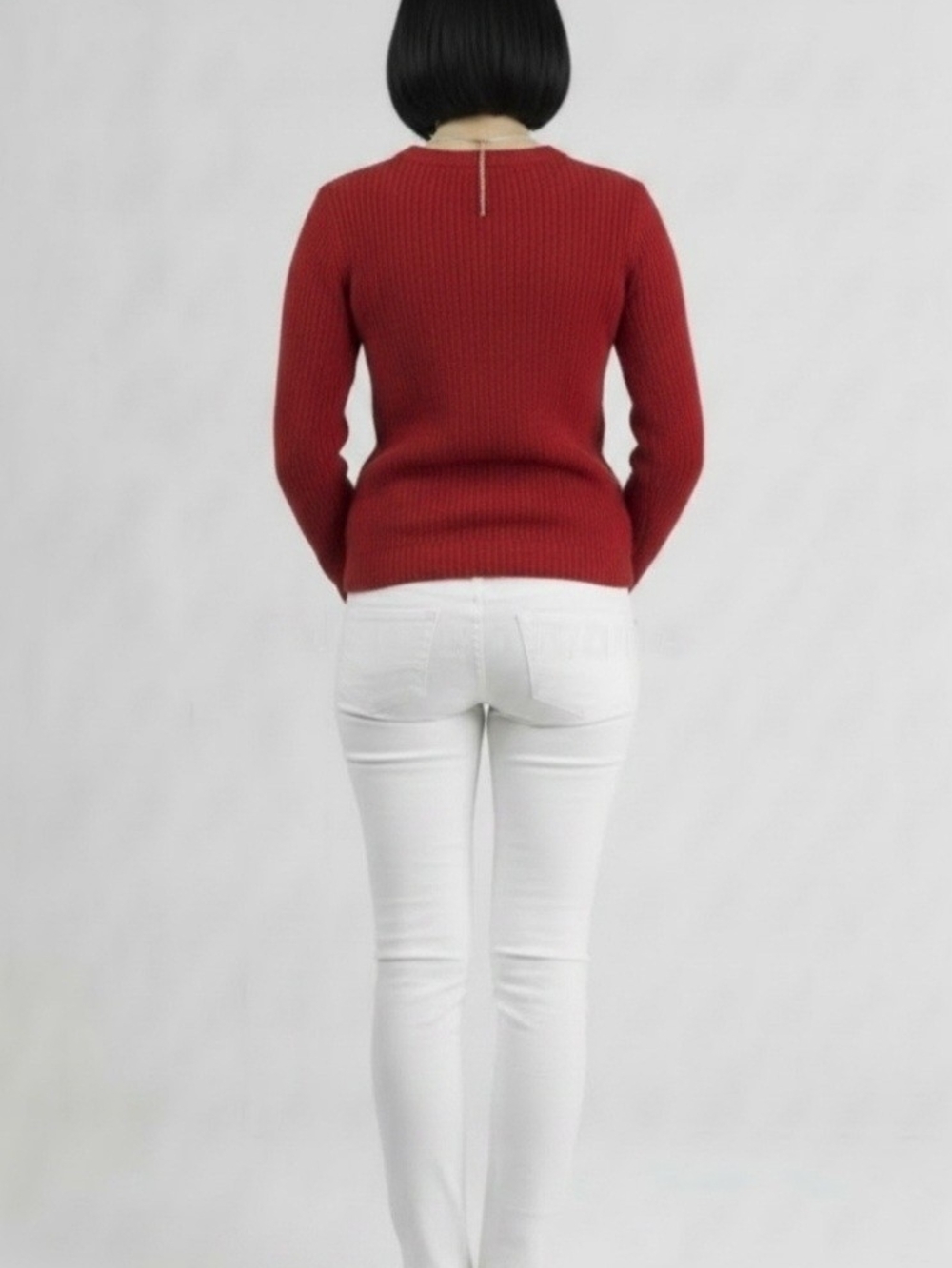 Pistola Red Ribbed Crewneck Sweater - Picture 2 of 10